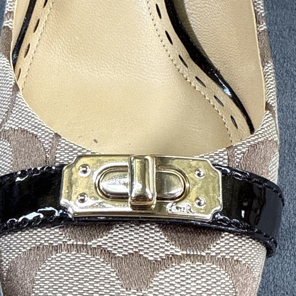2pr. Coach Wanda Monogram Beige & Black Heel Pumps Women's Size 9B Bnfts Charity - Picture 10 of 16